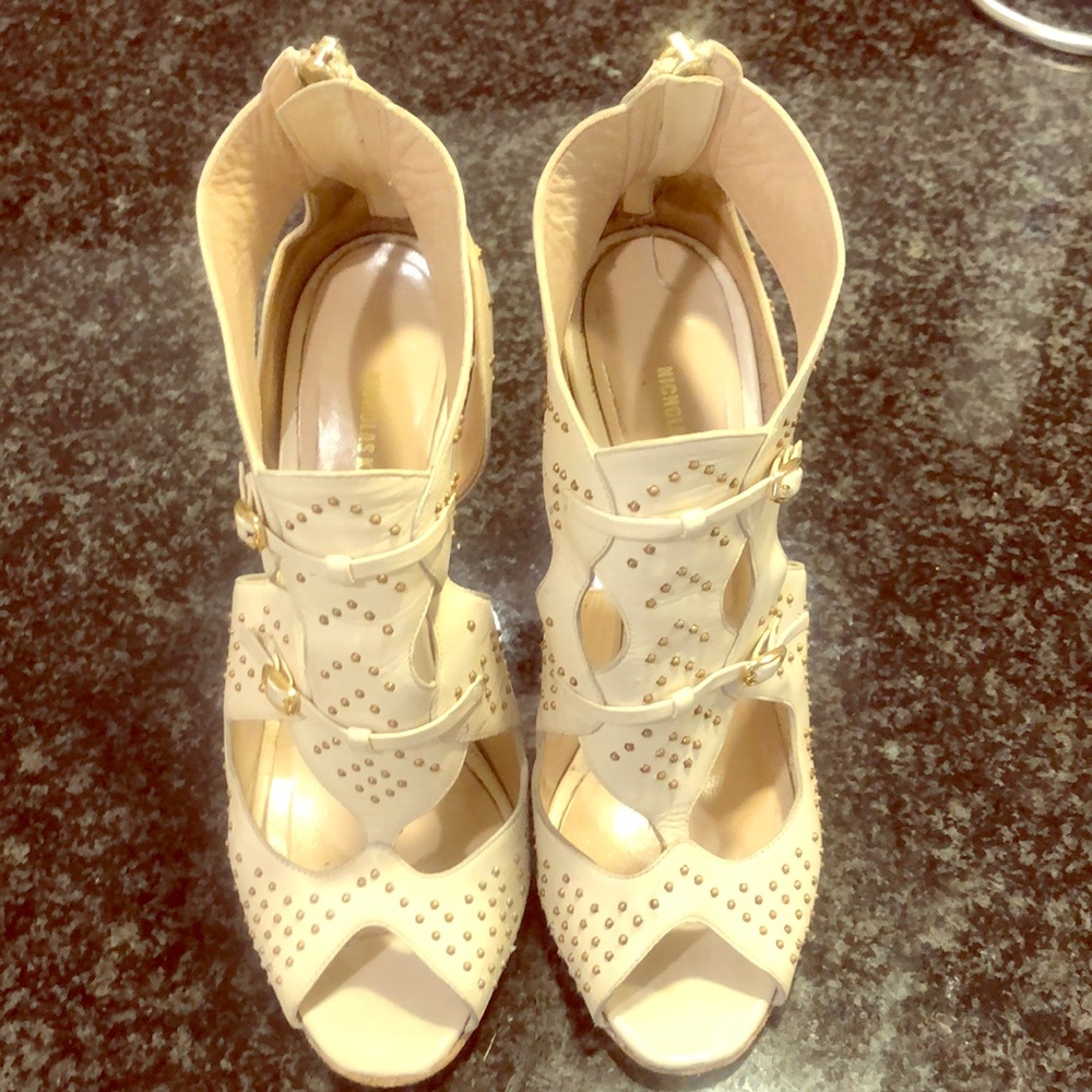 Nicholas Kirkwood Studded Buckle peep toe Booties